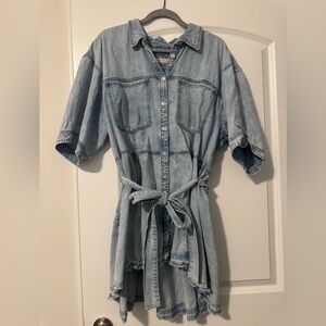 We The Free Light Blue Denim Mini Dress